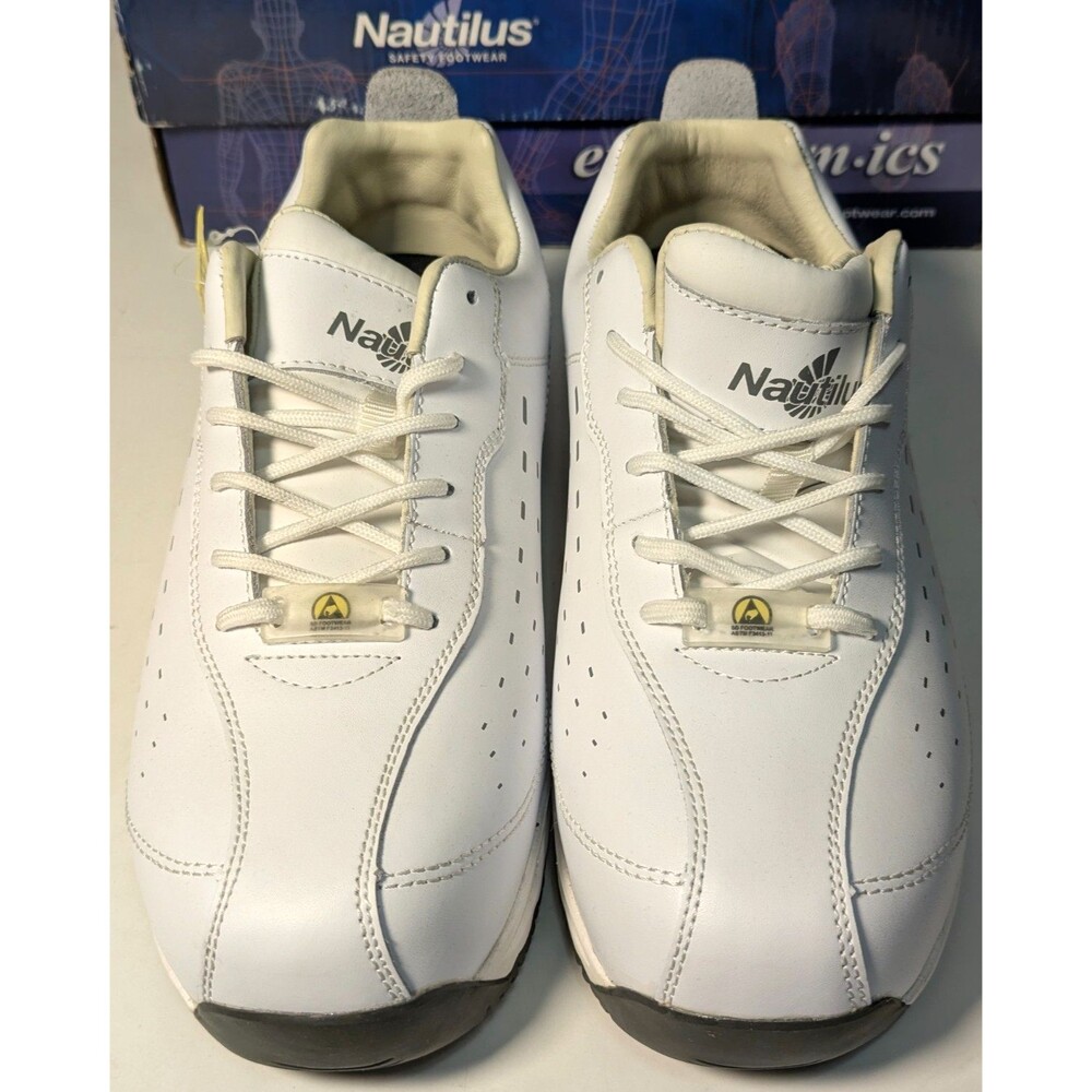 Nautilus N4041 Men's 9 Wide ESD Cleanroom Work Shoes White Soft Toe Leather NIB